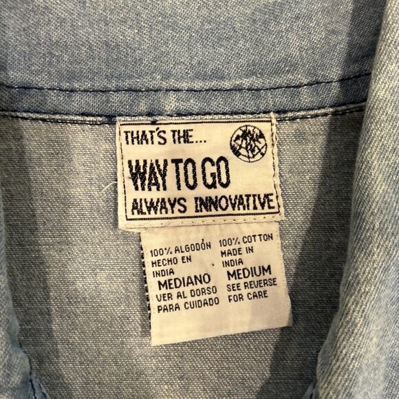 Way To Go Noah's Ark Jean Shirt Jacket Women’s M Blue Animals Embroidered - Picture 6 of 7